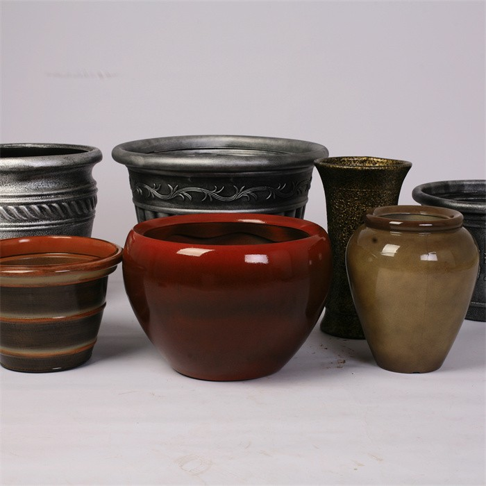 16" Glazed Plastic Planter