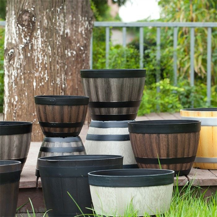 Wooden Barrel Planter