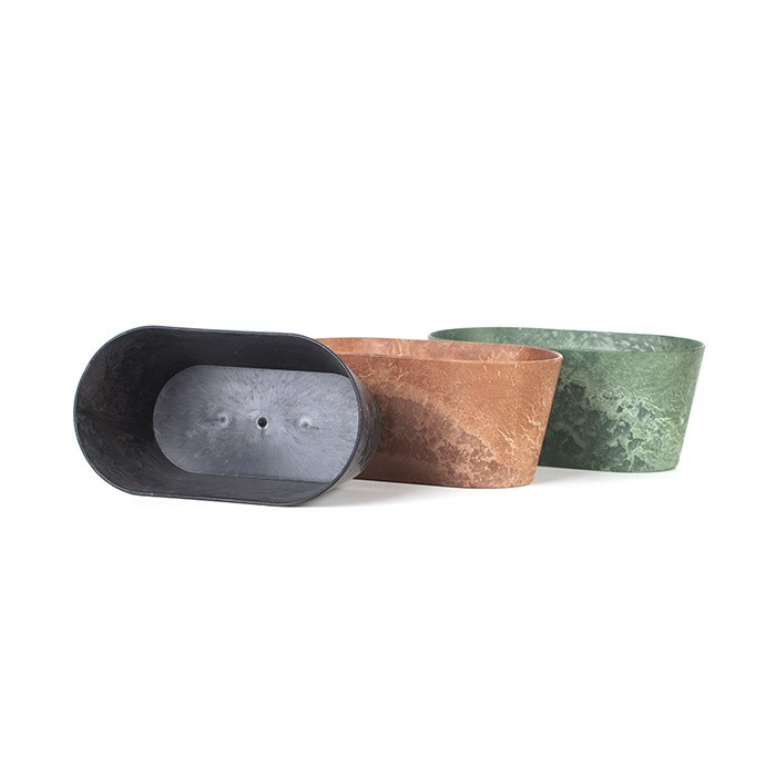 Oval stone plastic pot