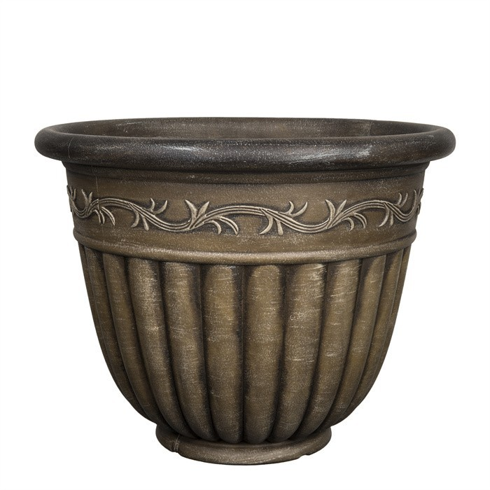 24" Carved Color Wash Planter