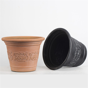 18" Carved Color Wash Planter