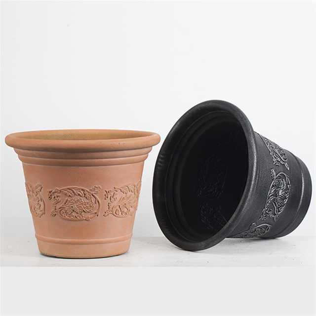 18" Carved Color Wash Planter