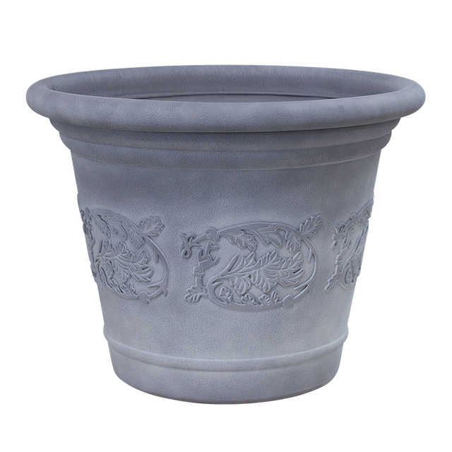 18 Inch HDPE Concrete Look European Wide Opening Planter for Garden