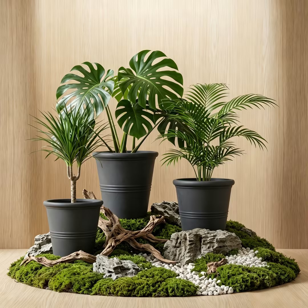 12 Inch HDPE Industrial Tall Plastic Planter for Commercial Entrance