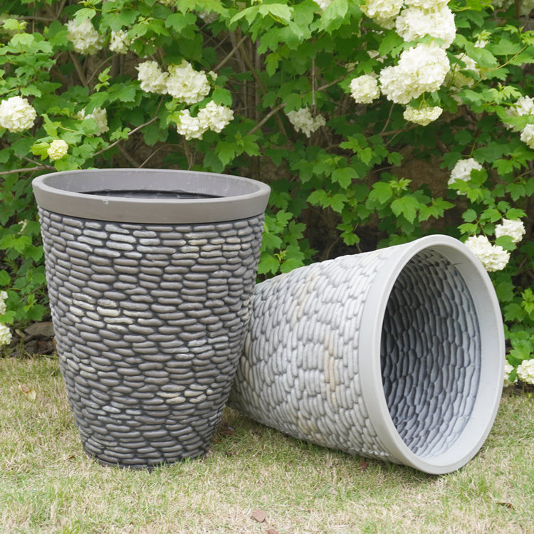 15 Inch HDPE Tall Stone Look Farmhouse Outdoor Planter for Terrace