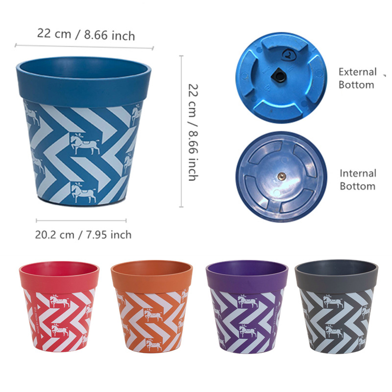 9 Inch PP Concrete Look Modern Plastic Planter for Balcony Display
