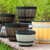 9 inch PP Wood Look Rustic Wide Opening Planter for Garden