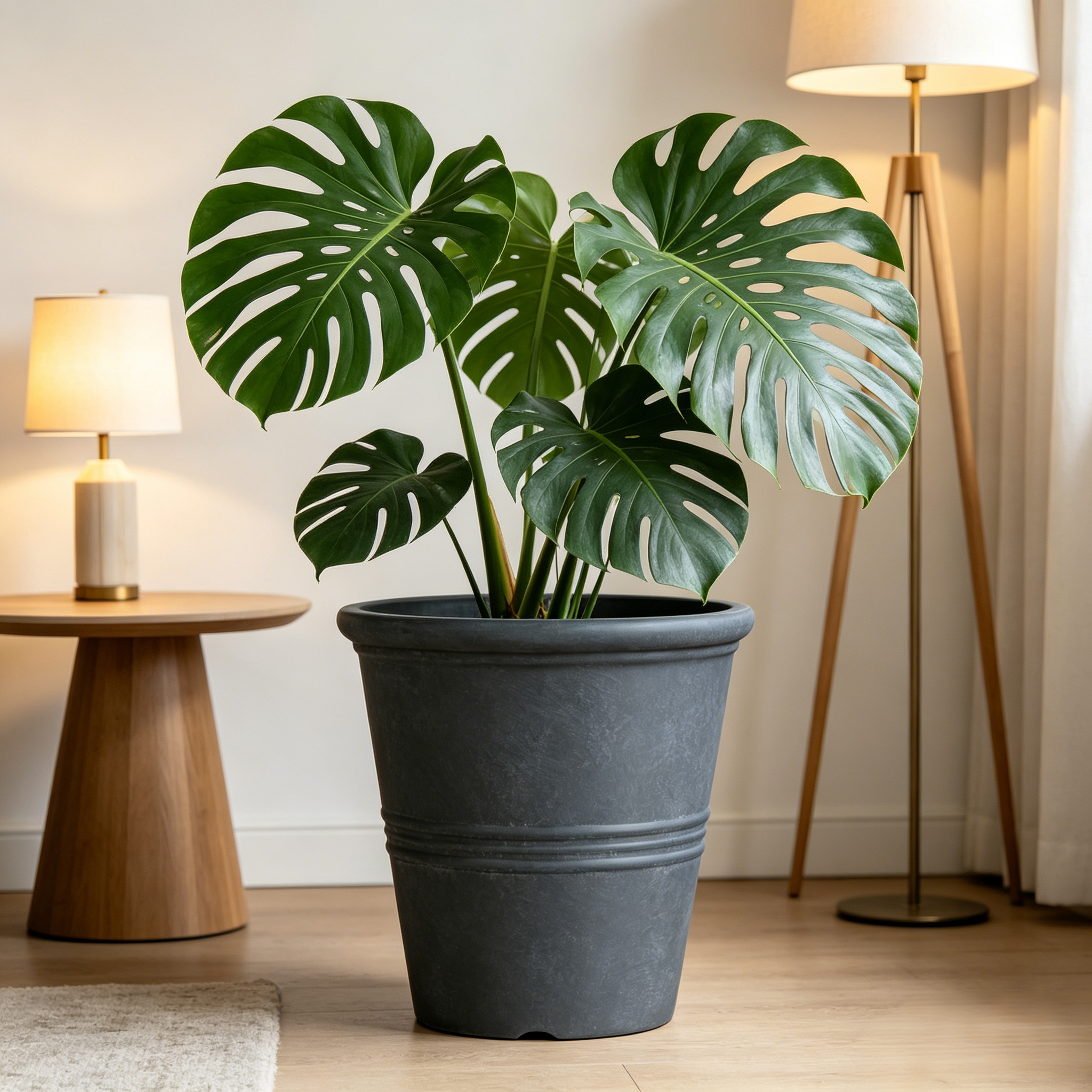 12 Inch HDPE Industrial Tall Plastic Planter for Commercial Entrance