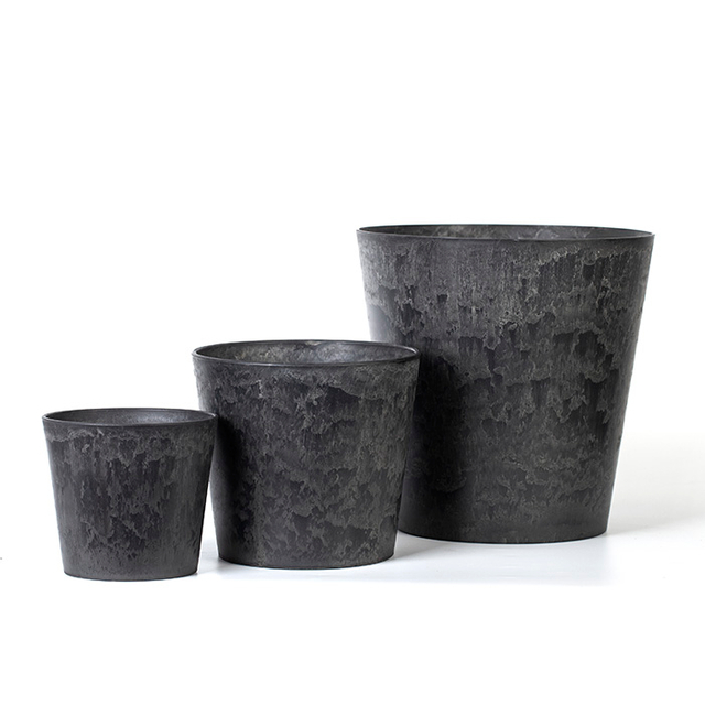 7 Inch EB Stone Look Modern Plastic Flower Pot for Patio Garden