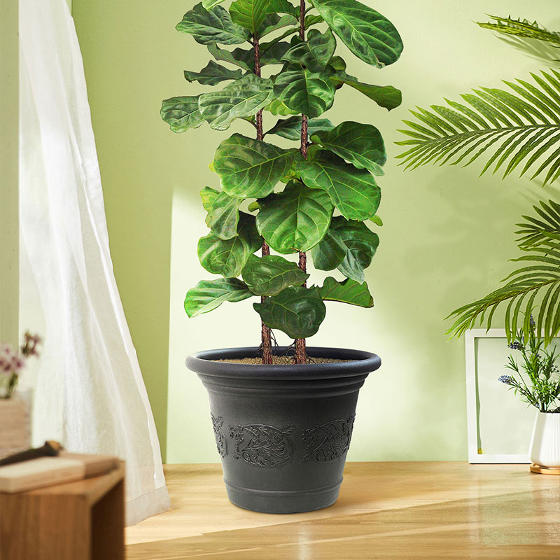 18 Inch HDPE Concrete Look European Wide Opening Planter for Garden