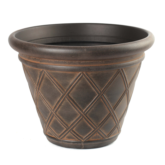 12 Inch EB Stone Look European Wide Opening Flower Pot for Patio