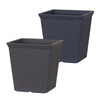 10 Inch HDPE Square Rattan Look Rustic Planter for Shop Display