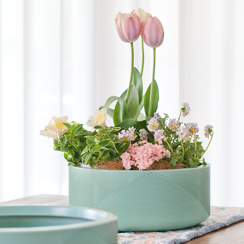 15 Inch HDPE Matte Ribbed Nordic Bowl Flower Pot for Garden