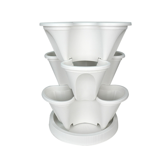 15 Inch PP Smooth Minimalist Stackable Planter for Greenhouse