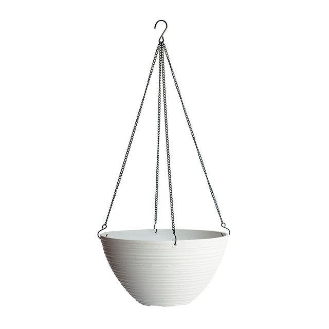 12 Inch PP Matte Ribbed Nordic Bowl Hanging Pot for Balcony