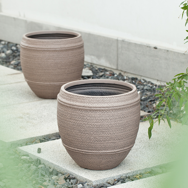 15 Inch HDPE Egg Shape Rattan Look Large Planter for Commercial Space
