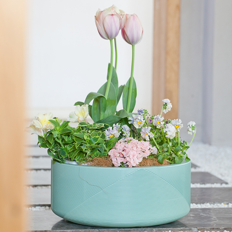 15 Inch HDPE Matte Ribbed Nordic Bowl Flower Pot for Garden