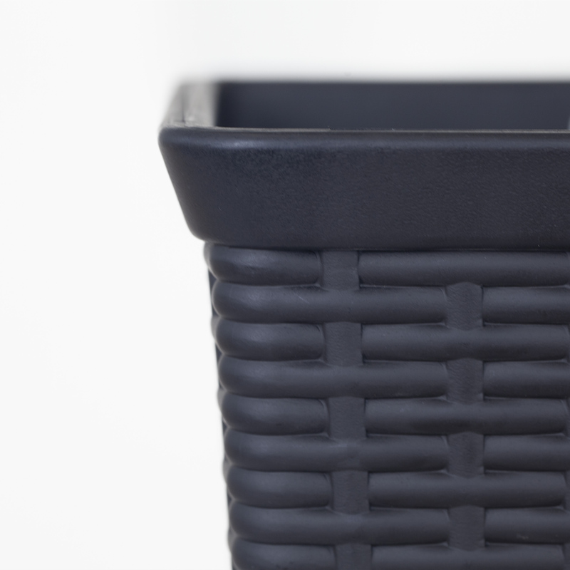 12 Inch HDPE Wide Opening Rattan Look Flower Planter for Patio Garden