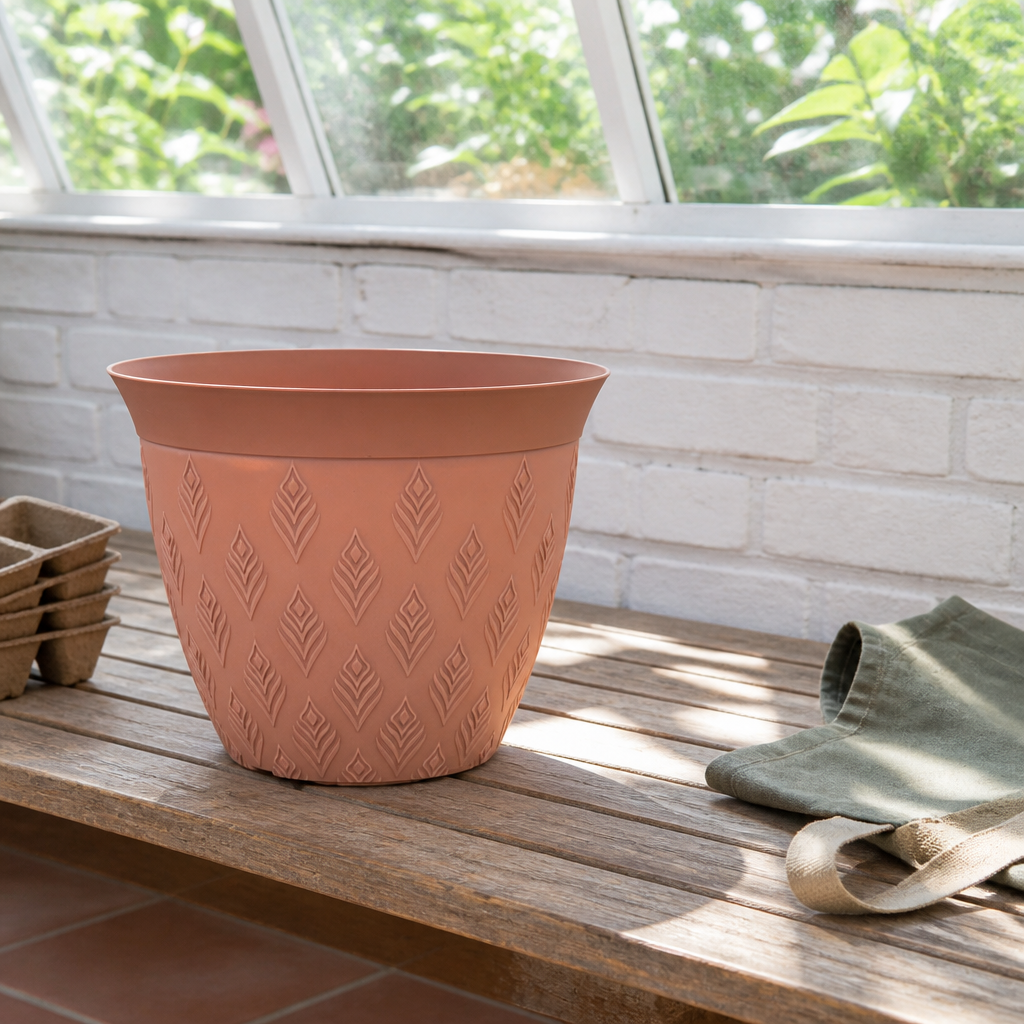 12-Inch EB Matte European Vintage Decorative Planter for Garden