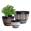 9 inch PP Wood Look Rustic Wide Opening Planter for Garden