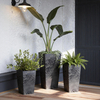 8 Inch EB Square Tall Stone Look Modern Planter Pot for Hotel Lobby