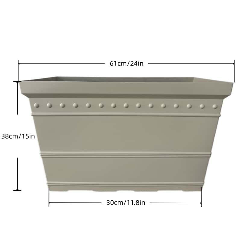 24-Inch PP Matte European Luxury Rectangular Planter for Garden