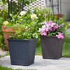 12 Inch HDPE Wide Opening Rattan Look Flower Planter for Patio Garden