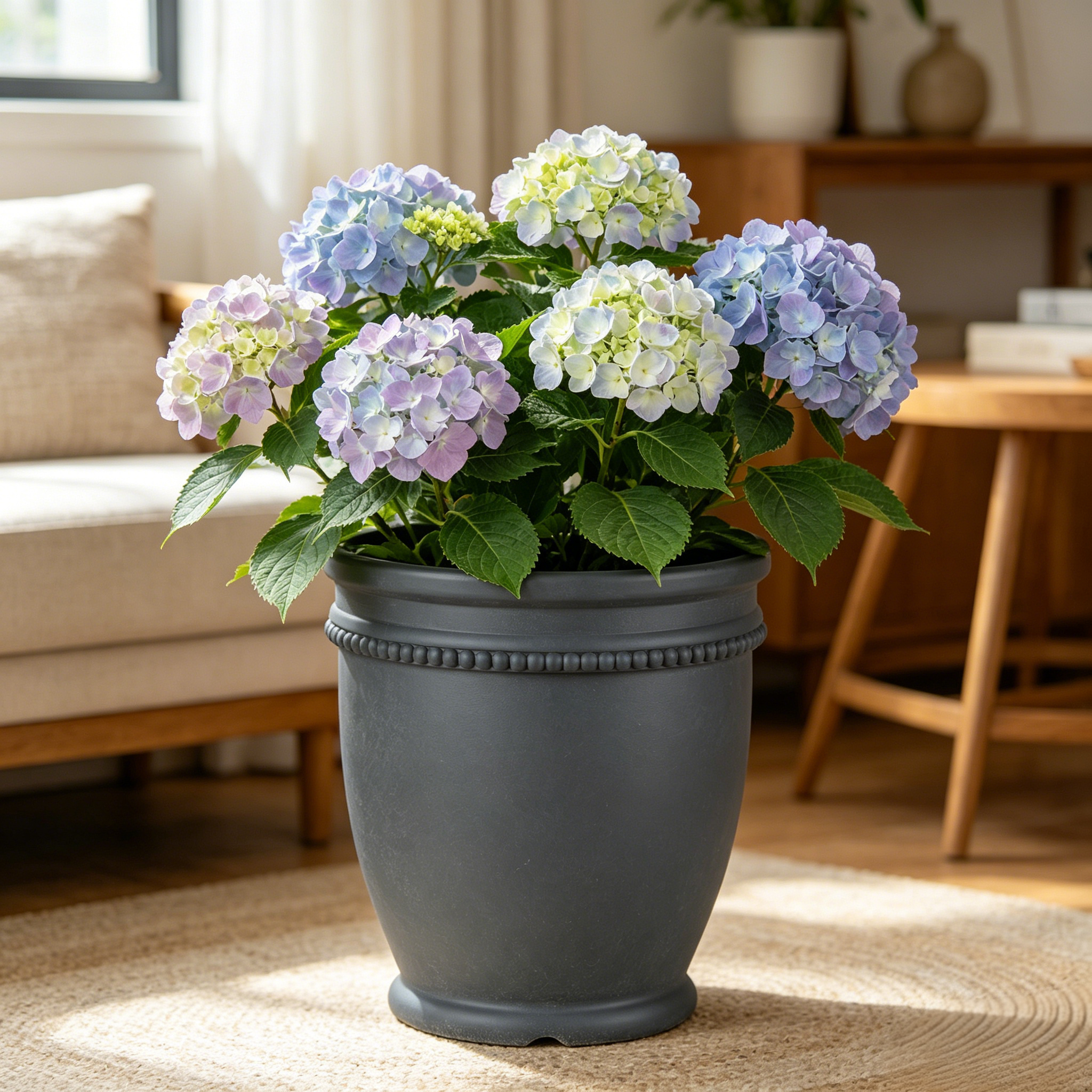 12 Inch HDPE Matte European Egg Shape Plastic Planter for Hotel Porch