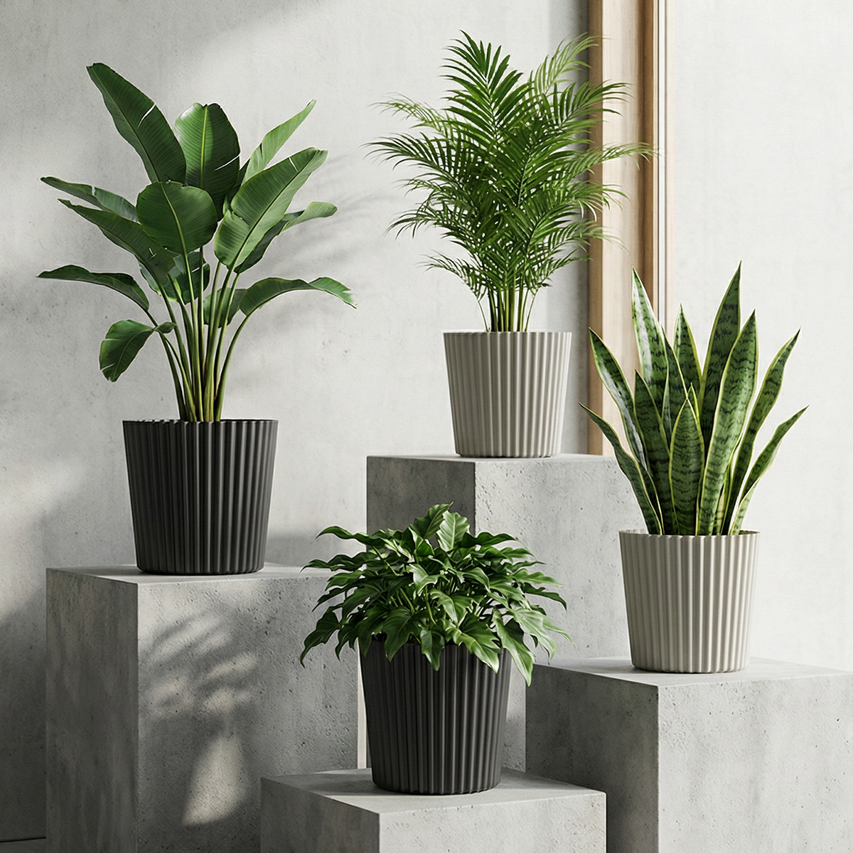 10 Inch PP Nordic Cylinder Plastic Planter for Living Room Decor