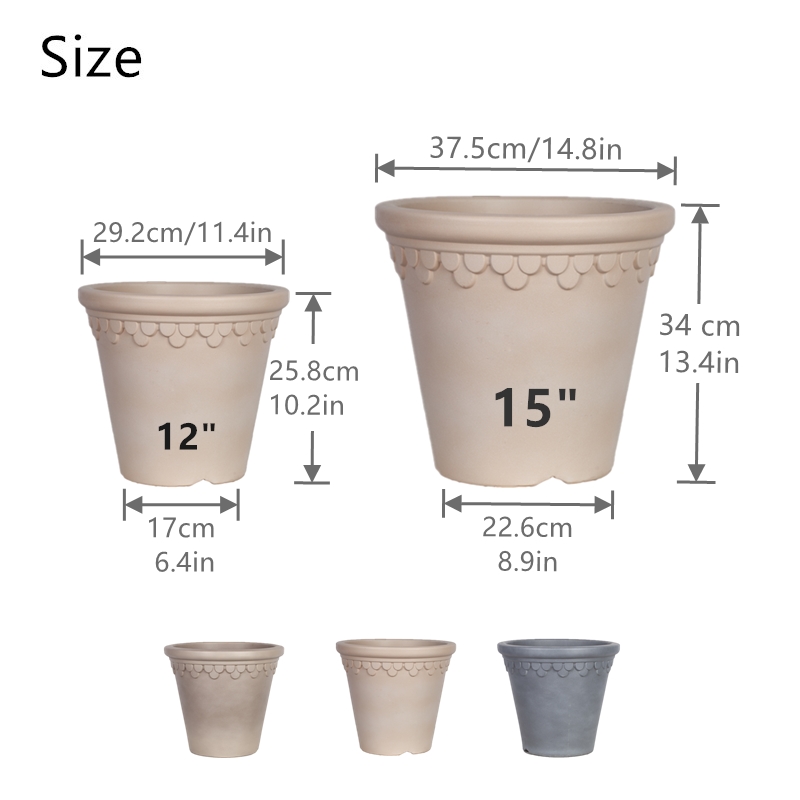 11 Inch HDPE Terracotta Look Roman Flower Pot for Balcony Patio